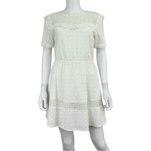 chinese dress ladies Rebecca Minkoff Cream Eyelet Mini Dress Size M main image 1